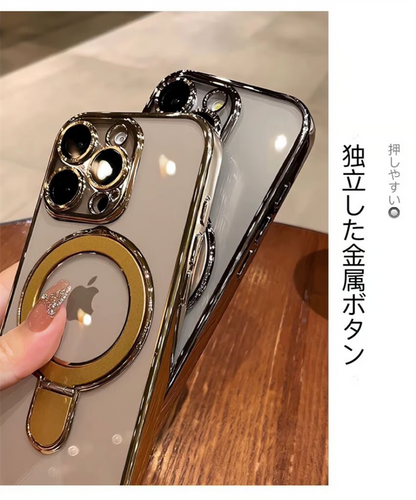 フラット設計スタンドiPhoneクリアケース カメラ保護 iPhoneハードソフトケース かわいい