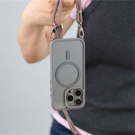 ストラップ付き iphone クリアケース ショルダー magsafe対応 隠しストラップホール付き