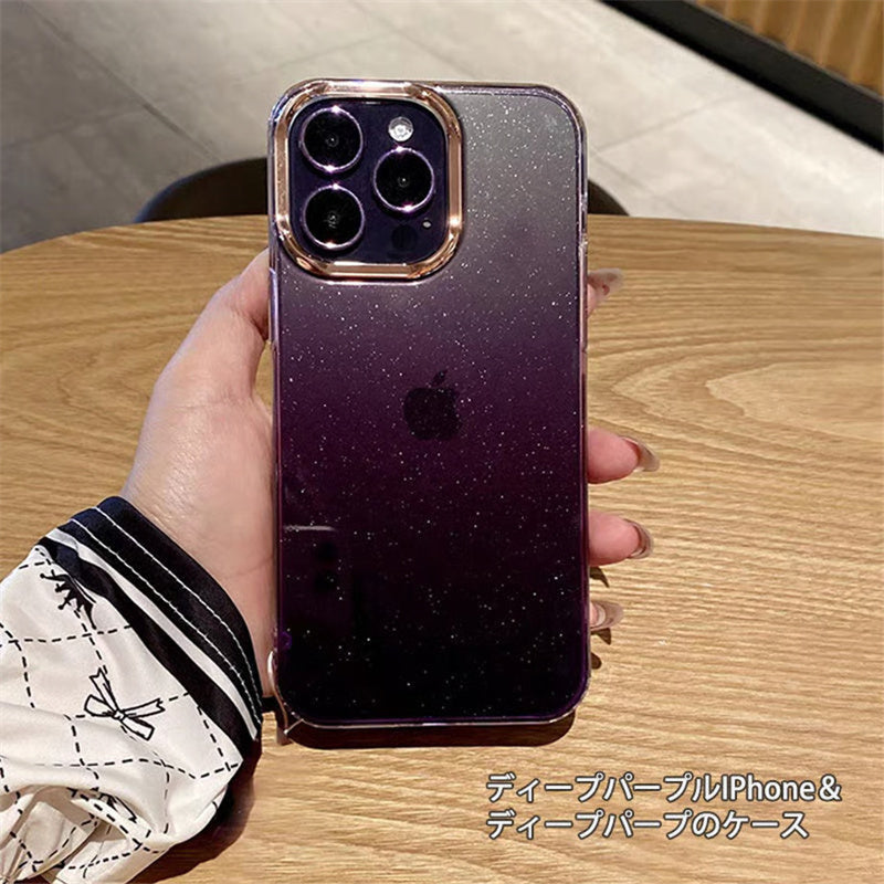 半透明 iphone17/16ケース グラデーション iphone ケース キラキラ メッキ