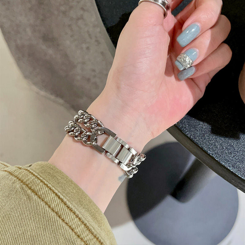 ステンレス apple watchバンド ダブルチェーン アップルウォッチバンド シンプル おしゃれ GETCASE