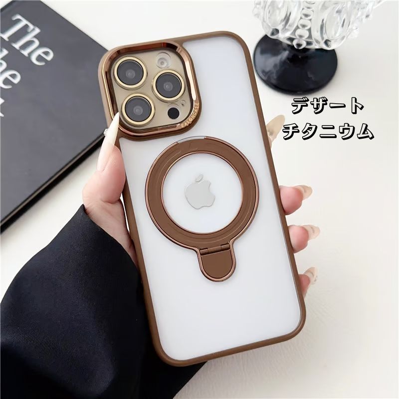 隠れスタンドiPhoneクリアケース カメラ保護 かわいい黄ばみにくいアイフォン透明カバー GETCASE デザートチタニウム iPhone16