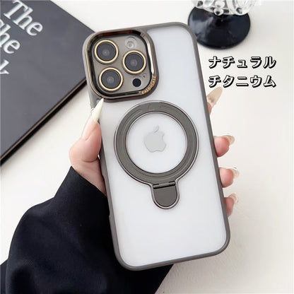 隠れスタンドiPhoneクリアケース カメラ保護 かわいい黄ばみにくいアイフォン透明カバー GETCASE