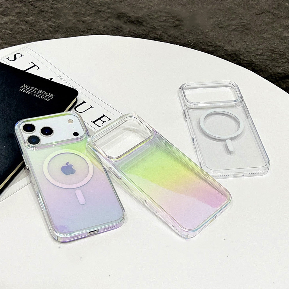 iphone17pro/17promax ガラスケース オーロラ magsafeケース 黄ばまない クリアケース GUESTCASE