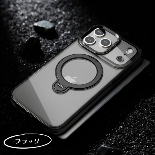 iphone17/17promaxケース クリア 360度回転スタンド magsafeケース GUESTCASE ブラック iPhone17