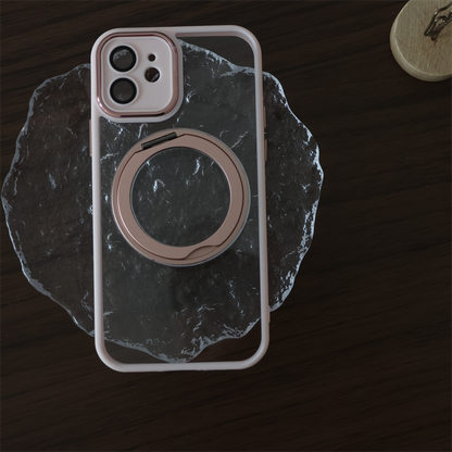 ピンクiPhoneクリアケース マグスタンドiPhone透明ケース カメラ保護 かわいい