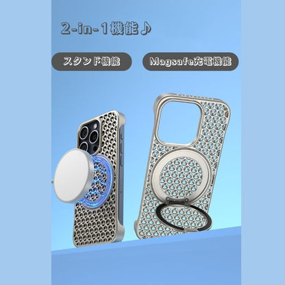 放熱で熱くなりにくいiphoneケース マジスタンド フチなし 衝撃クッションあるiPhoneケース
