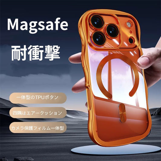 iphone ケース うねうね 透明 iphone17pro マグセーフ 対応 ケース 衝撃に強い