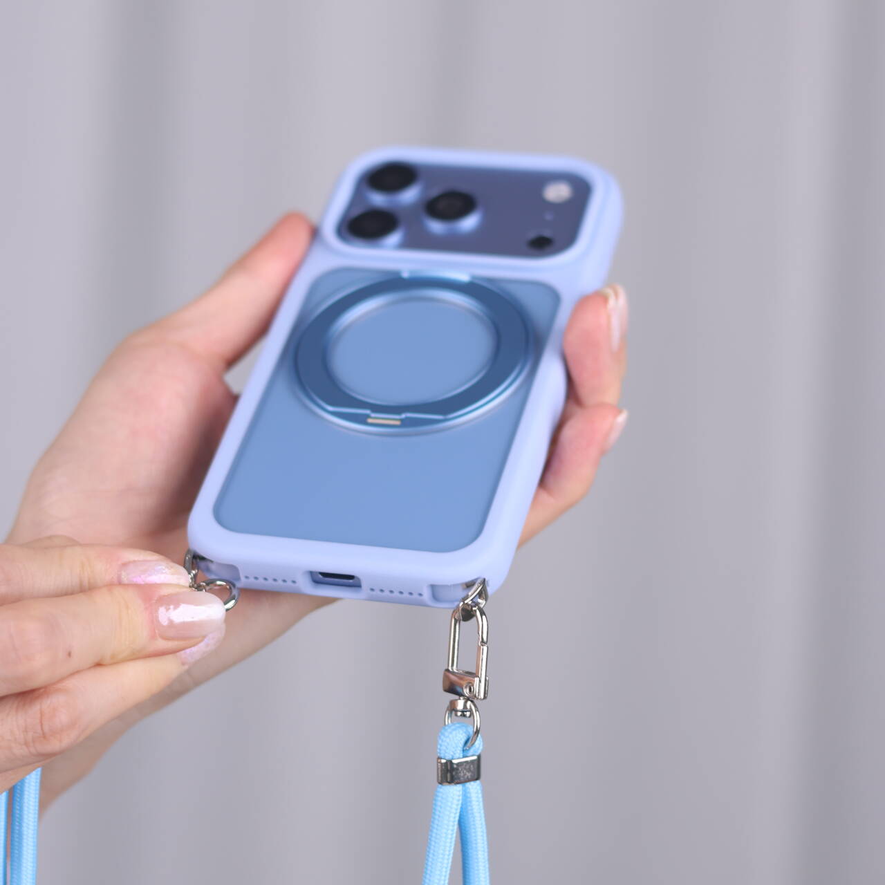 隠れストラップホルダー付きiPhone18pro/17proケース マグスタンドiPhone透明ケース magsafe対応 GETCASE