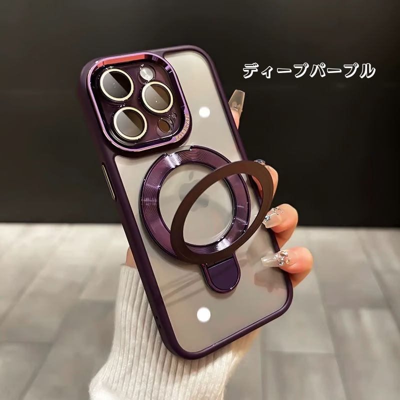 隠れスタンドiPhoneクリアケース カメラ保護 かわいい黄ばみにくいアイフォン透明カバー GETCASE