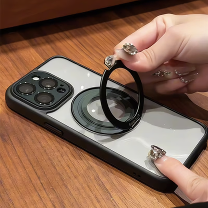 カメラ保護マジックリングiPhoneケース 黄ばみにくいiPhoneクリアケース 挟むだけ