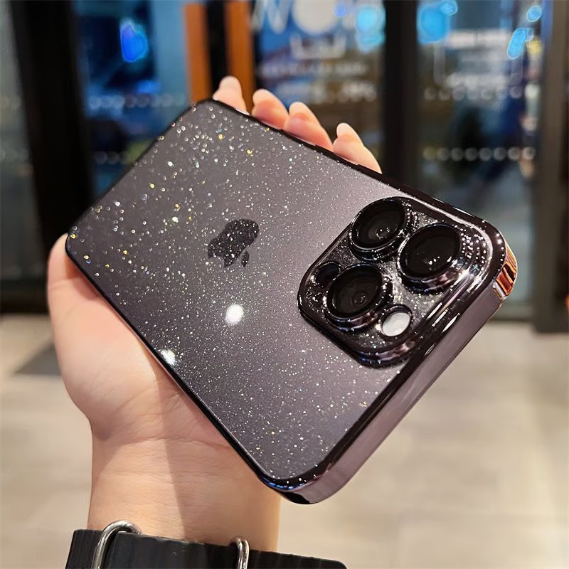 iphone用キラキラと輝く星のようなケース かわいい 黄ばみにくいトレンドのiPhoneクリアケース 我的商店
