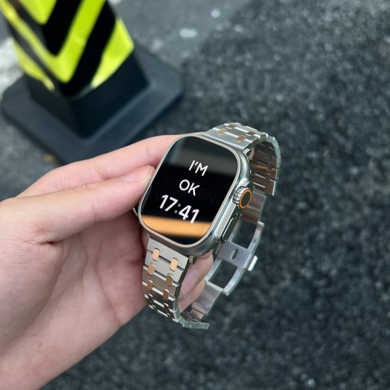 ステンレス アップル ウォッチ ウルトラ バンド 高級 メンズ Apple Watch 10/11 バンド おすすめ guestcase シルバー＆ピンクゴールド 38/40/41/42(Series10/11)mm