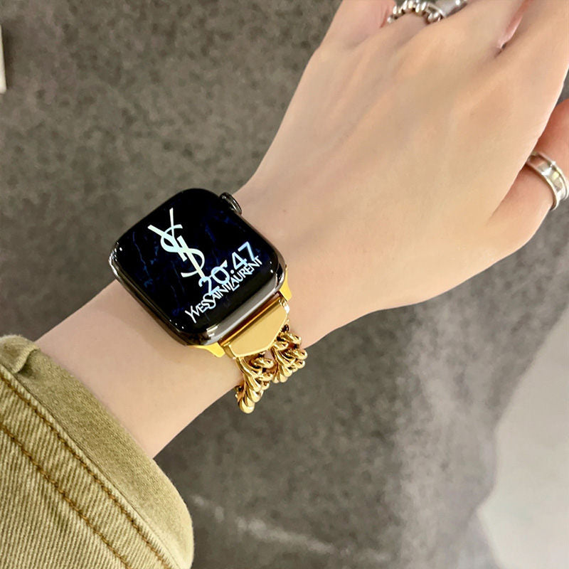 ステンレス apple watchバンド ダブルチェーン アップルウォッチバンド シンプル おしゃれ GETCASE