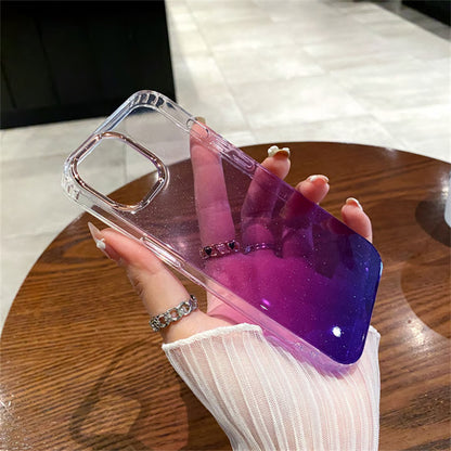 半透明 iphone17/16ケース グラデーション iphone ケース キラキラ メッキ