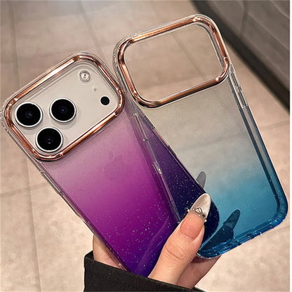 半透明 iphone17/16ケース グラデーション iphone ケース キラキラ メッキ