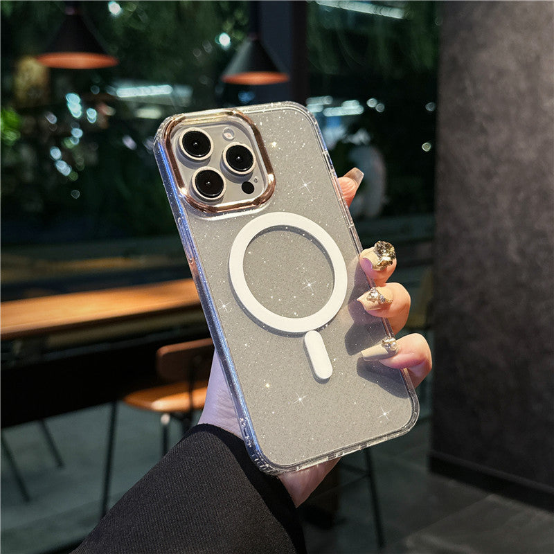 キラキラ iphoneクリアケース ラメ入り magsafe対応ケース iphone13~17シリーズ対応 guestcase ホワイト iPhone17