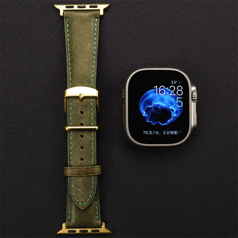 apple watch バンド メンズ 本 革 アップル ウォッチ ウルトラ 3 バンド おすすめ guestcase グリーン 38/40/41/42(Series10/11)mm
