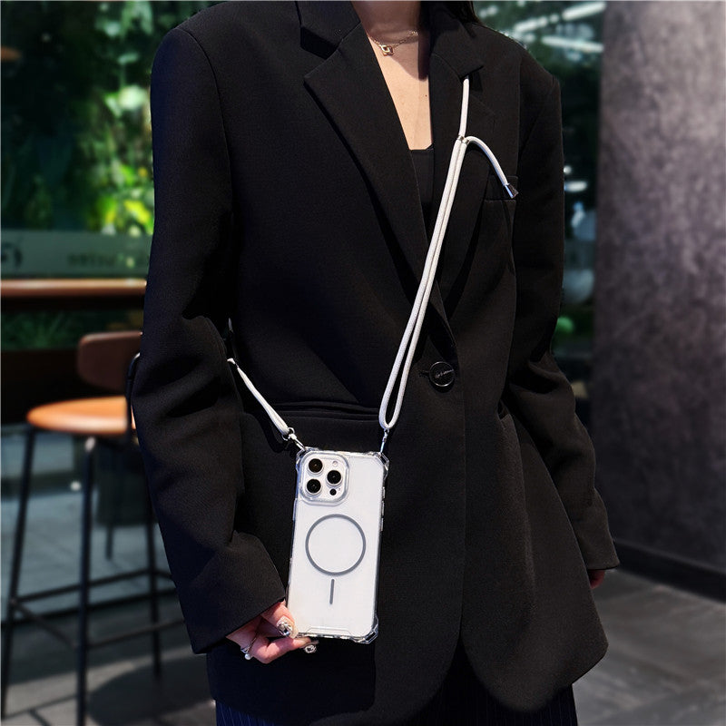 ショルダーiphoneクリアケース 耐衝撃 magsafeケース 斜めがけ GUESTCASE