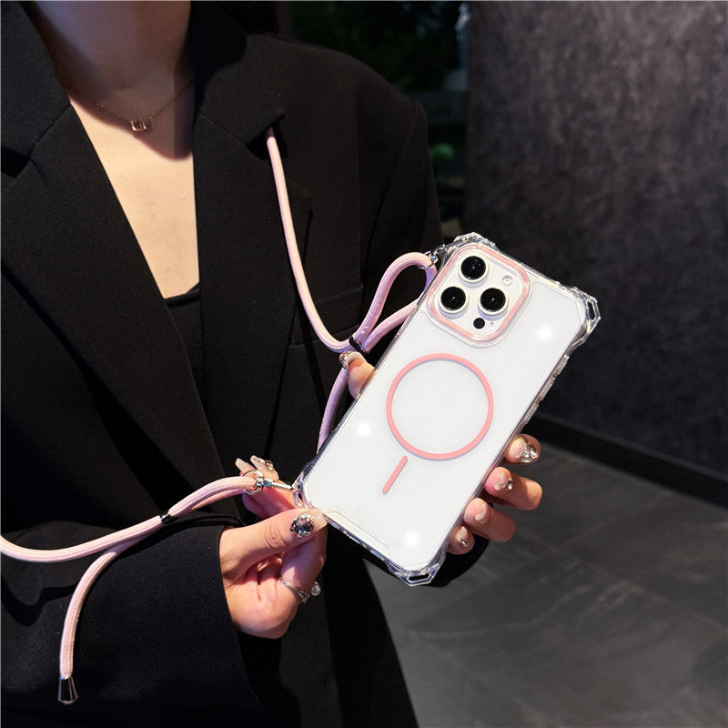 ショルダーiphoneクリアケース 耐衝撃 magsafeケース 斜めがけ GUESTCASE