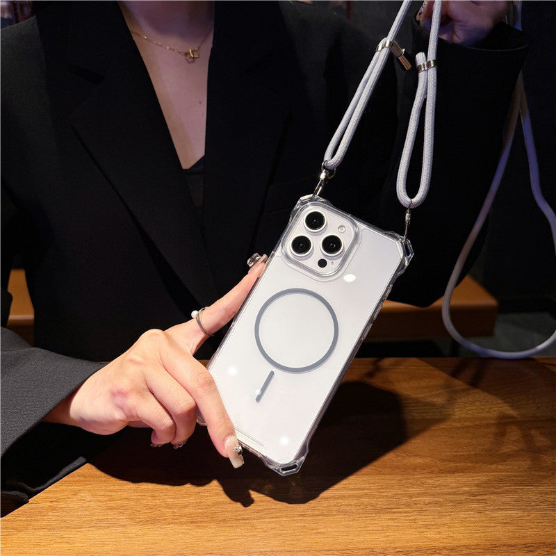 ショルダーiphoneクリアケース 耐衝撃 magsafeケース 斜めがけ GUESTCASE