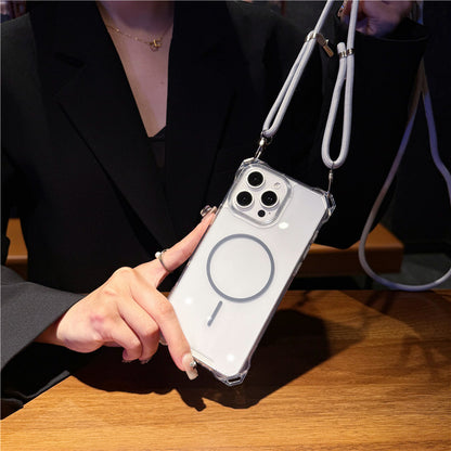 ショルダーiphoneクリアケース 耐衝撃 magsafeケース 斜めがけ GUESTCASE
