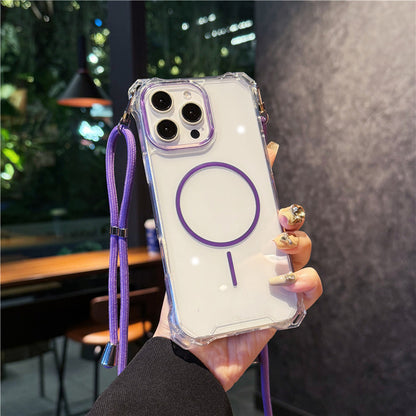 ショルダーiphoneクリアケース 耐衝撃 magsafeケース 斜めがけ GUESTCASE