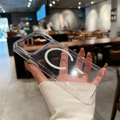 キラキラ iphone17pro/16proケース 透明 シンプル iPhoneケース ラメ クリア nagsafeケース guestcase