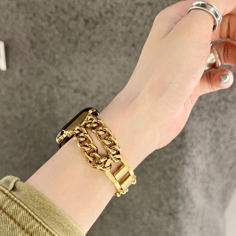 ステンレス apple watchバンド ダブルチェーン アップルウォッチバンド シンプル おしゃれ GETCASE