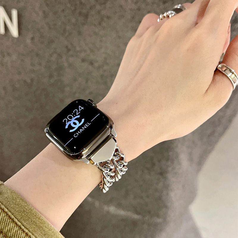 ステンレス apple watchバンド ダブルチェーン アップルウォッチバンド シンプル おしゃれ GETCASE