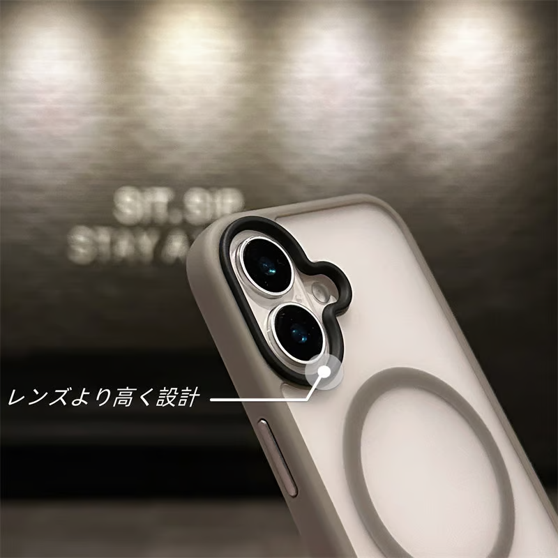サラサラ感iPhone半透明ケース 滑り止め指紋防止 シンプルiPhoneクリアケース マグセーフ充電 GETCASE