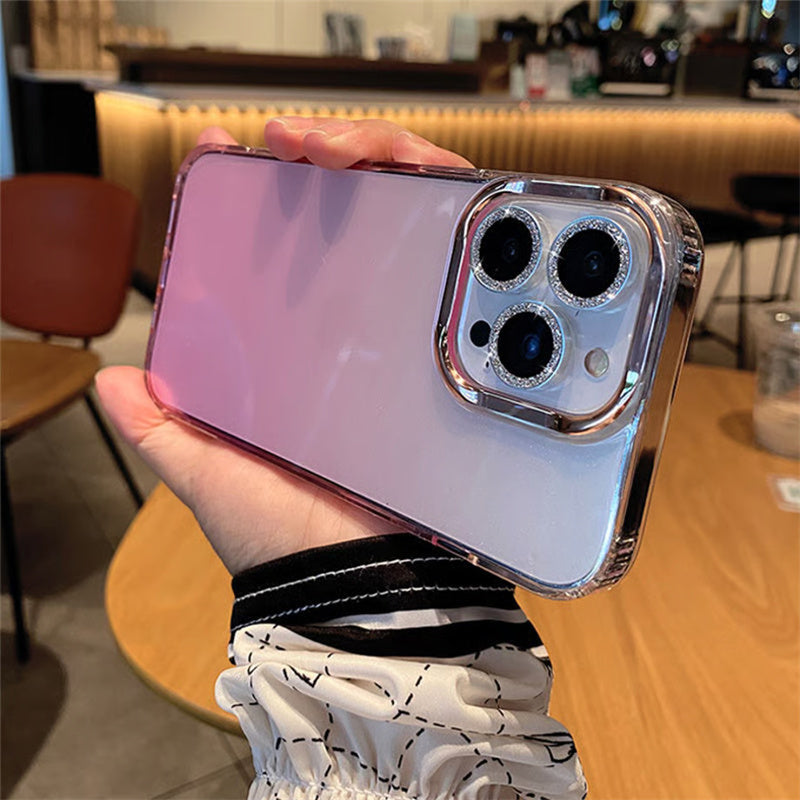 半透明 iphone17/16ケース グラデーション iphone ケース キラキラ メッキ