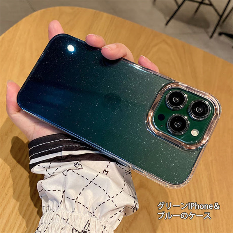 半透明 iphone17/16ケース グラデーション iphone ケース キラキラ メッキ