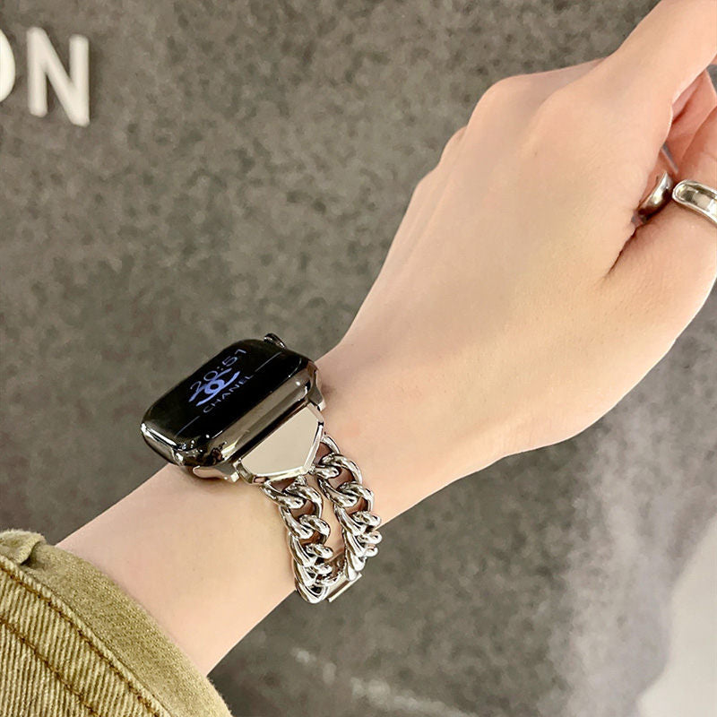 ステンレス apple watchバンド ダブルチェーン アップルウォッチバンド シンプル おしゃれ GETCASE