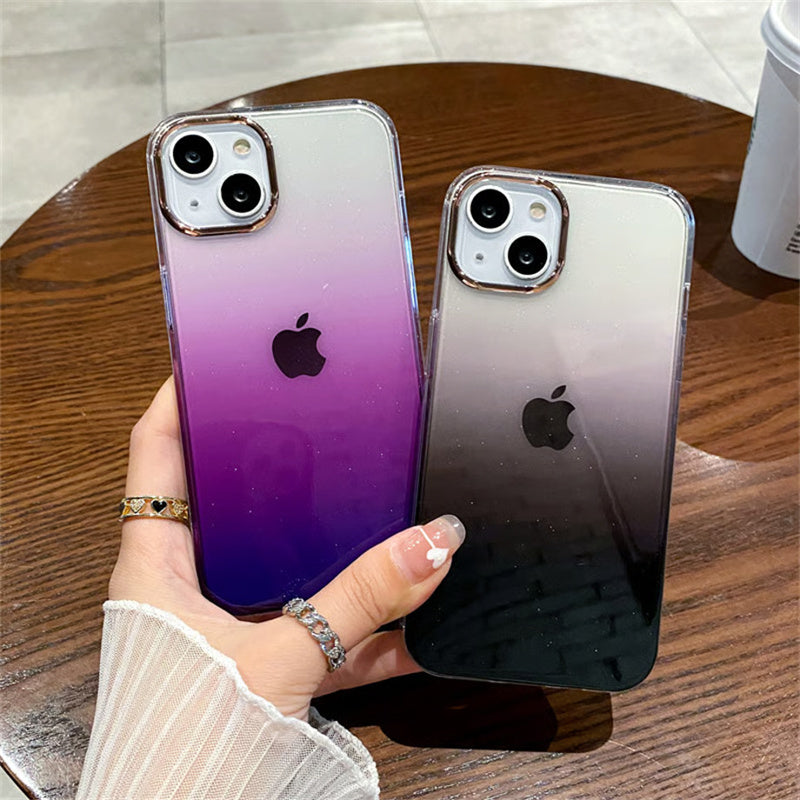 半透明 iphone17/16ケース グラデーション iphone ケース キラキラ メッキ
