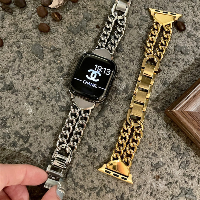 ステンレス apple watchバンド ダブルチェーン アップルウォッチバンド シンプル おしゃれ GETCASE