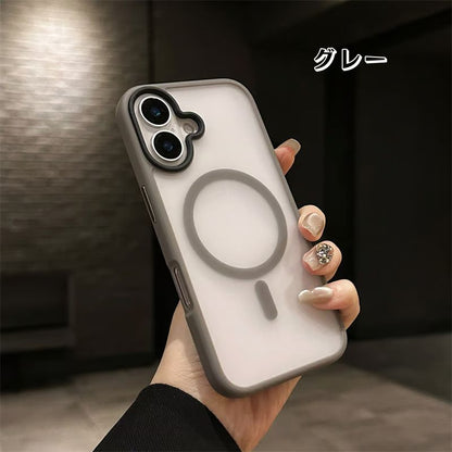 サラサラ感iPhone半透明ケース 滑り止め指紋防止 シンプルiPhoneクリアケース マグセーフ充電 GETCASE グレー iphone16