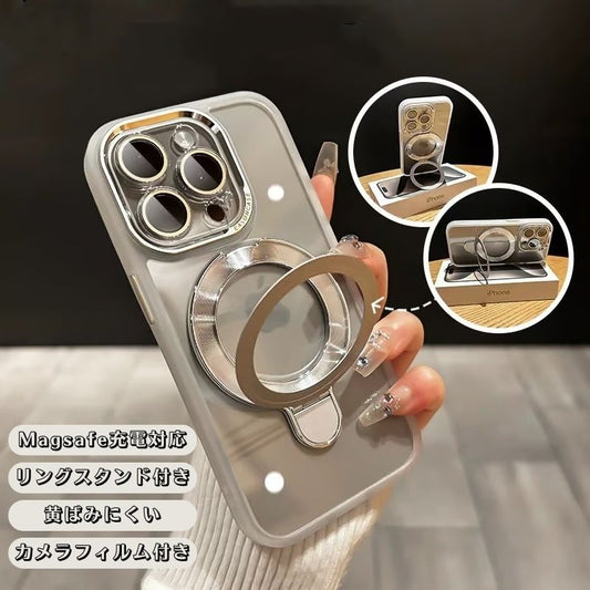 Hidden Stand iPhone Clear Case Camera Protection Cute Anti-Yellowing iPhone Transparent Cover