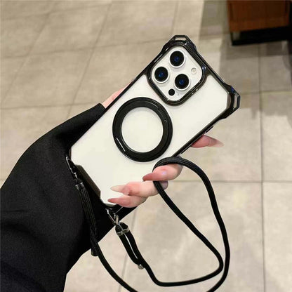 iphone17/16 ショルダーケース ステルスタンド付き magsafeケース 透明 GUESTCASE ブラック iPhone16