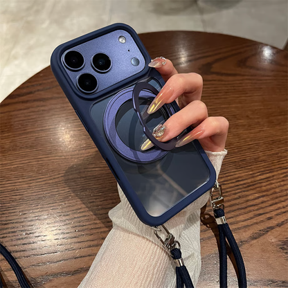 隠れストラップホルダー付きiPhone17/17proケース マグスタンドiPhone透明ケース magsafe対応 GETCASE