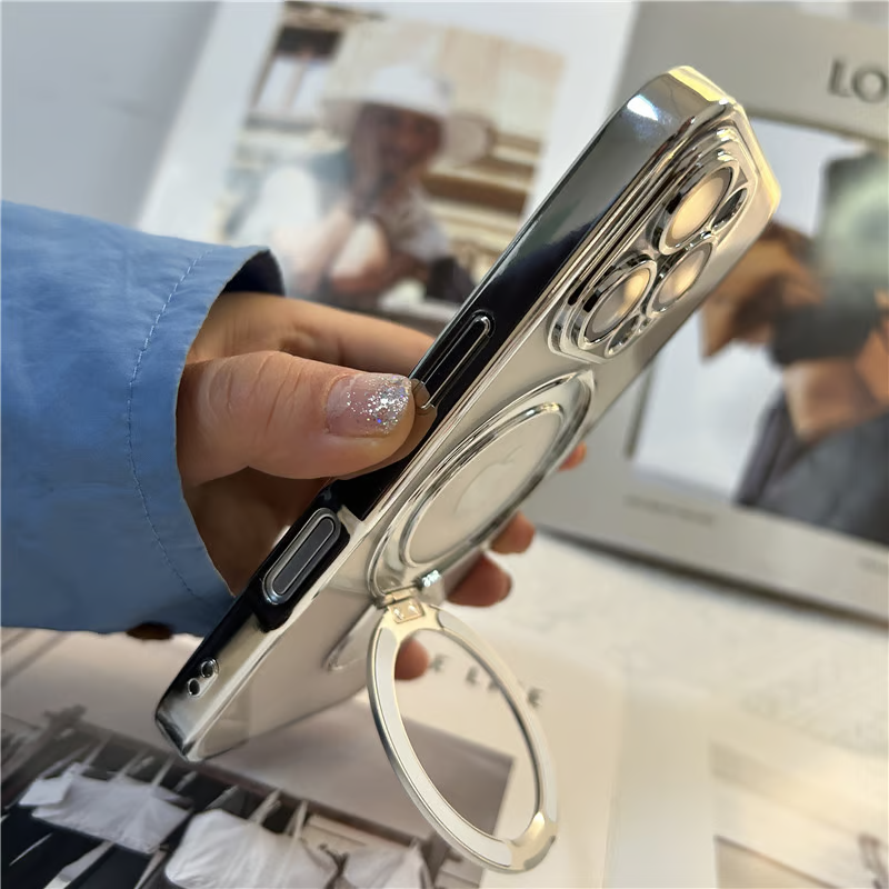 フラット設計スタンドiPhoneクリアケース カメラ保護 iPhoneハードソフトケース かわいい