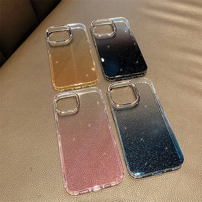 半透明 iphone17/16ケース グラデーション iphone ケース キラキラ メッキ