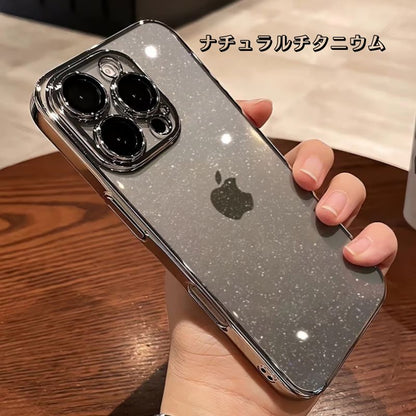 iphone用キラキラと輝く星のようなケース かわいい 黄ばみにくいトレンドのiPhoneクリアケース 我的商店 ナチュラルチタニウム iPhone16