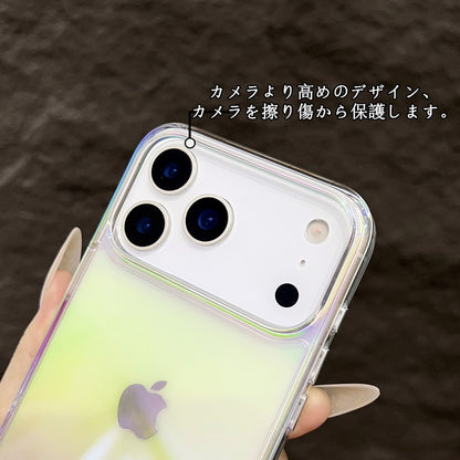 iphone17pro/17promax ガラスケース オーロラ magsafeケース 黄ばまない クリアケース GUESTCASE