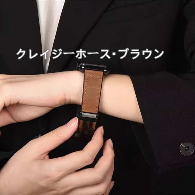 「男女兼用」apple watch series 11 バンド マグネット アップル ウォッチ バンド 革+シリコン guestcase