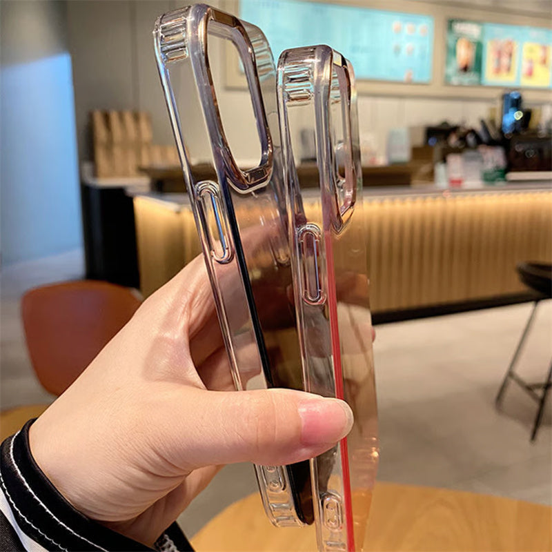 半透明 iphone17/16ケース グラデーション iphone ケース キラキラ メッキ