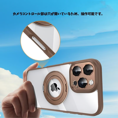 カメラ保護マジックリングiPhoneケース 黄ばみにくいiPhoneクリアケース 挟むだけ