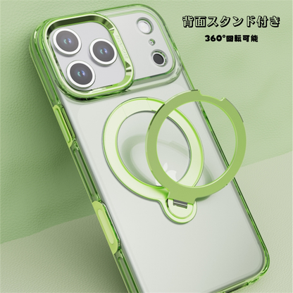 iphone17/17promaxケース クリア 360度回転スタンド magsafeケース GUESTCASE