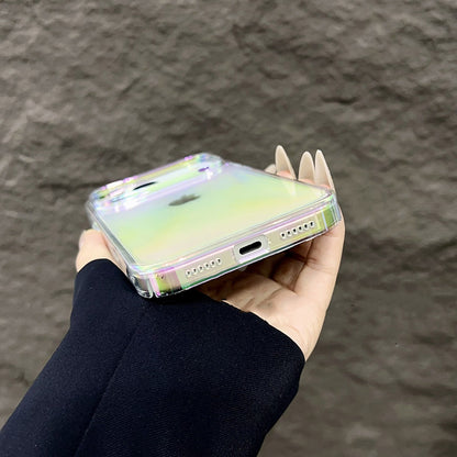iphone17pro/17promax ガラスケース オーロラ magsafeケース 黄ばまない クリアケース GUESTCASE