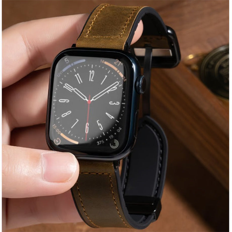 「男女兼用」apple watch series 11 バンド マグネット アップル ウォッチ バンド 革+シリコン guestcase