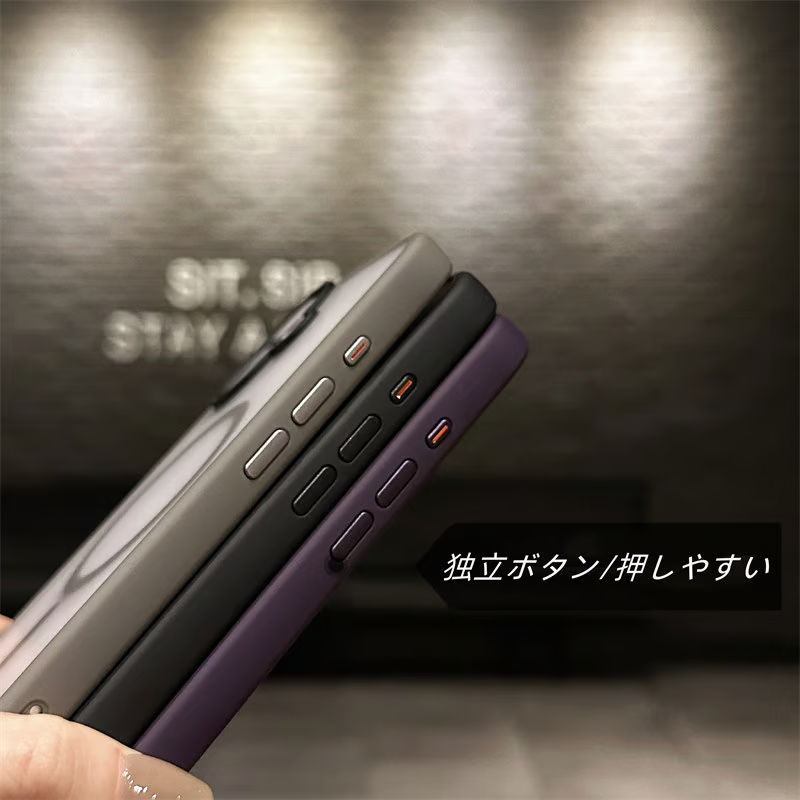 サラサラ感iPhone半透明ケース 滑り止め指紋防止 シンプルiPhoneクリアケース マグセーフ充電 GETCASE